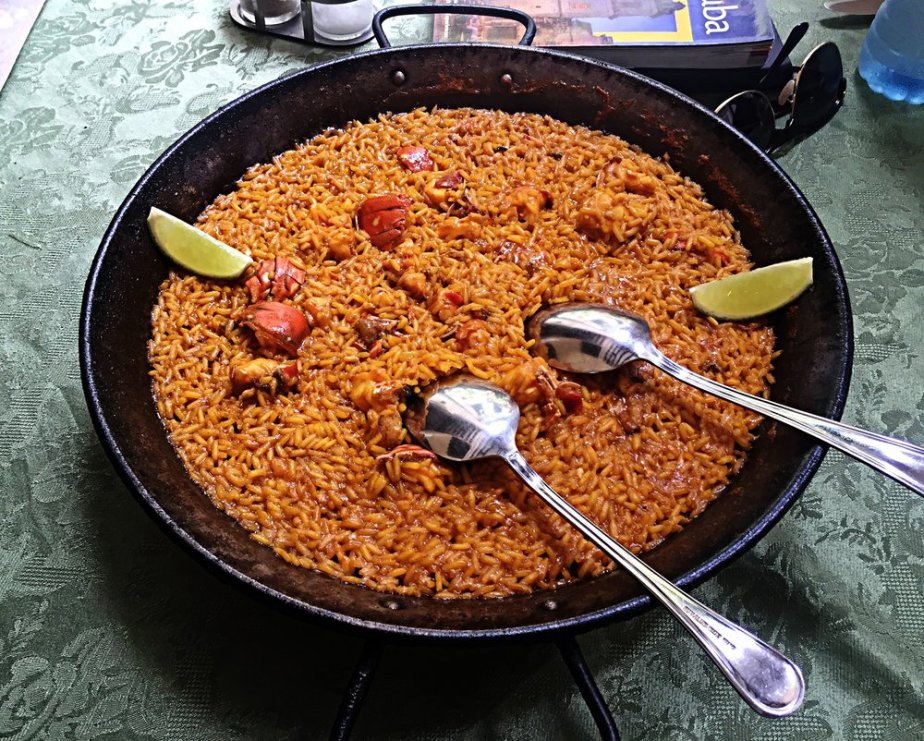   Amazing lobster Paella at the Hotel Valencia in Havana  