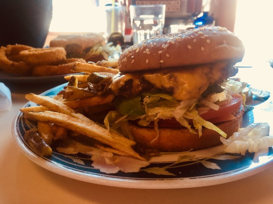   California  burger:  It's Tops  best-selling burger according to our waitress.  